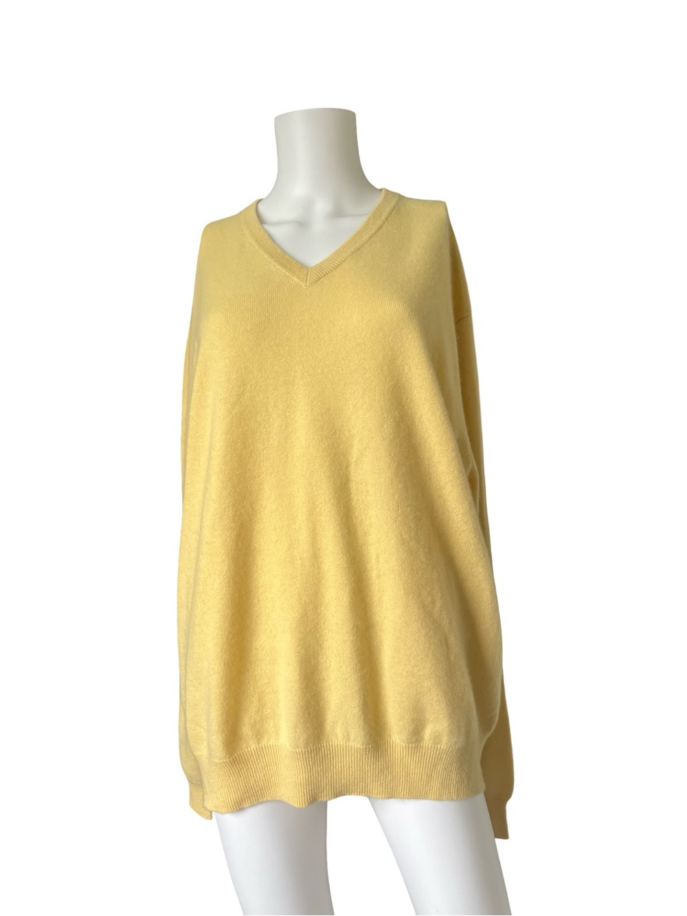 Club Room Cashmere Sweater Butter Yellow Soft Knit V Neck Mens Size XXL